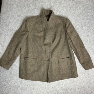 Vintage Herve Benard Womens Size 40 XXL Brown Wool Tweed Blazer Jacket